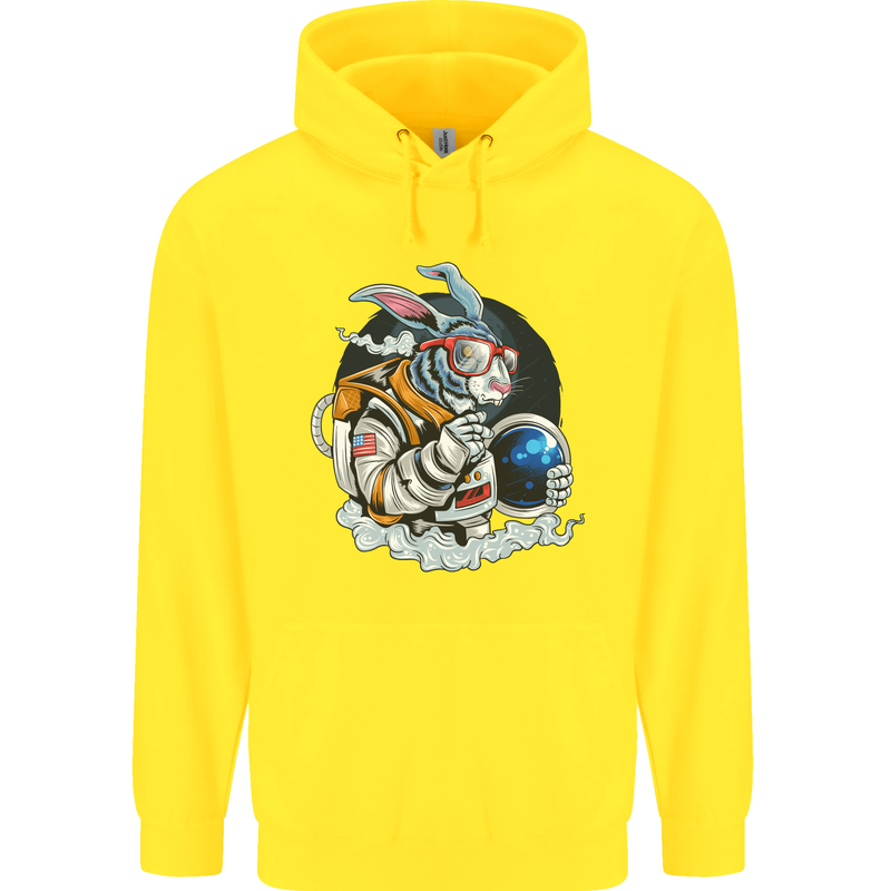 Space Bunny Funny Astronaut Space Rabbit Childrens Kids Hoodie Yellow