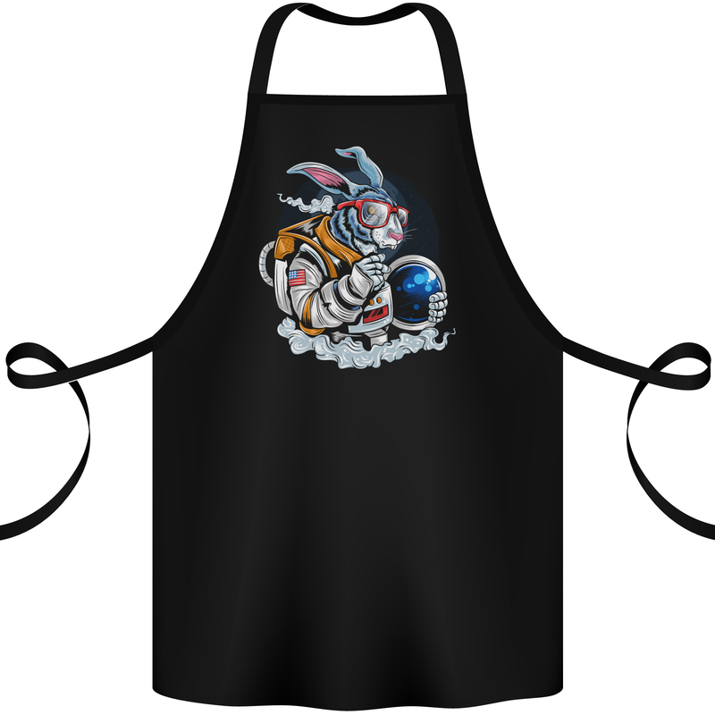 Space Bunny Funny Astronaut Space Rabbit Cotton Apron 100% Organic Black
