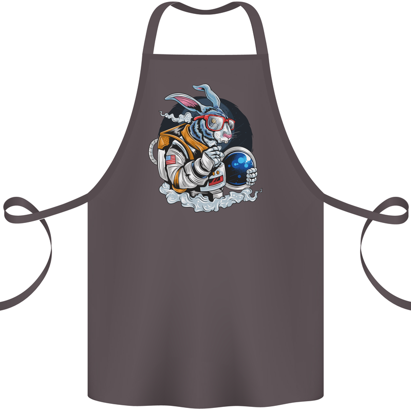Space Bunny Funny Astronaut Space Rabbit Cotton Apron 100% Organic Dark Grey