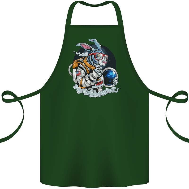 Space Bunny Funny Astronaut Space Rabbit Cotton Apron 100% Organic Forest Green