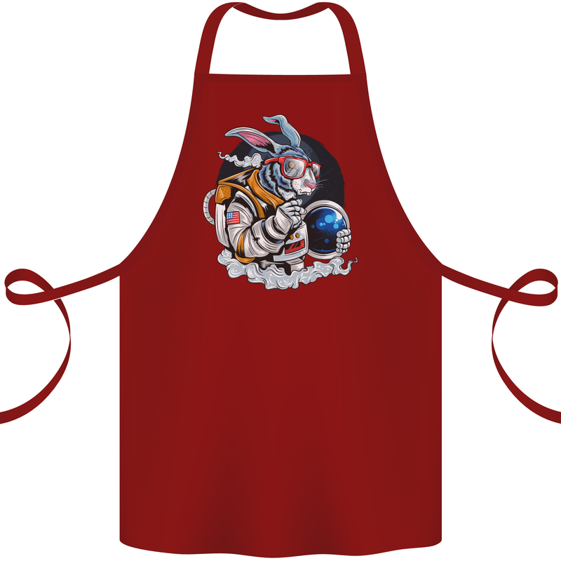 Space Bunny Funny Astronaut Space Rabbit Cotton Apron 100% Organic Maroon