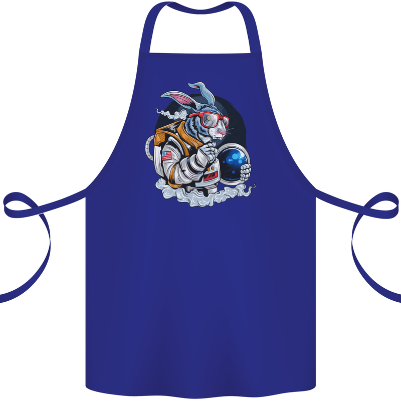 Space Bunny Funny Astronaut Space Rabbit Cotton Apron 100% Organic Royal Blue