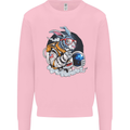 Space Bunny Funny Astronaut Space Rabbit Kids Sweatshirt Jumper Light Pink