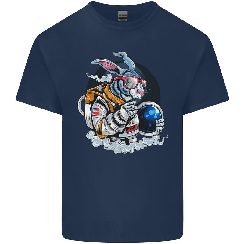 Space Bunny Funny Astronaut Space Rabbit Kids T-Shirt Childrens Navy Blue