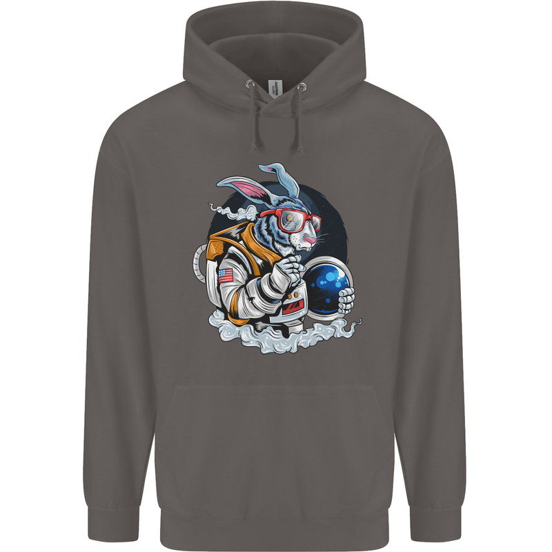 Space Bunny Funny Astronaut Space Rabbit Mens 80% Cotton Hoodie Charcoal