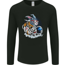 Space Bunny Funny Astronaut Space Rabbit Mens Long Sleeve T-Shirt Black