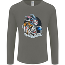 Space Bunny Funny Astronaut Space Rabbit Mens Long Sleeve T-Shirt Charcoal
