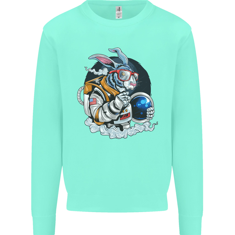 Space Bunny Funny Astronaut Space Rabbit Mens Sweatshirt Jumper Peppermint