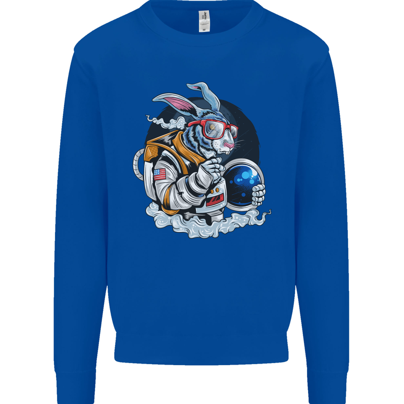 Space Bunny Funny Astronaut Space Rabbit Mens Sweatshirt Jumper Royal Blue