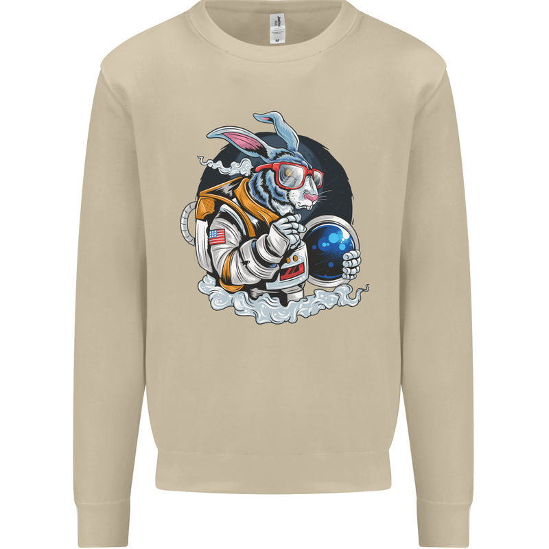 Space Bunny Funny Astronaut Space Rabbit Mens Sweatshirt Jumper Sand