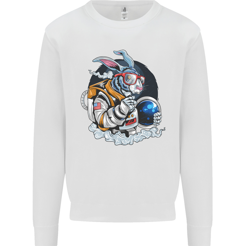 Space Bunny Funny Astronaut Space Rabbit Mens Sweatshirt Jumper White