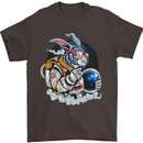 Space Bunny Funny Astronaut Space Rabbit Mens T-Shirt Cotton Gildan Dark Chocolate
