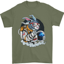 Space Bunny Funny Astronaut Space Rabbit Mens T-Shirt Cotton Gildan Military Green