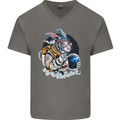 Space Bunny Funny Astronaut Space Rabbit Mens V-Neck Cotton T-Shirt Charcoal