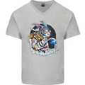 Space Bunny Funny Astronaut Space Rabbit Mens V-Neck Cotton T-Shirt Sports Grey