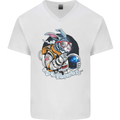 Space Bunny Funny Astronaut Space Rabbit Mens V-Neck Cotton T-Shirt White