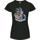Space Bunny Funny Astronaut Space Rabbit Womens Petite Cut T-Shirt Black