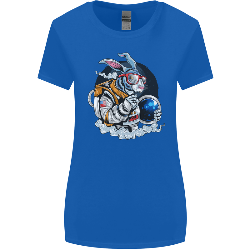 Space Bunny Funny Astronaut Space Rabbit Womens Wider Cut T-Shirt Royal Blue