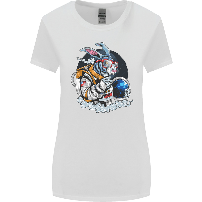 Space Bunny Funny Astronaut Space Rabbit Womens Wider Cut T-Shirt White