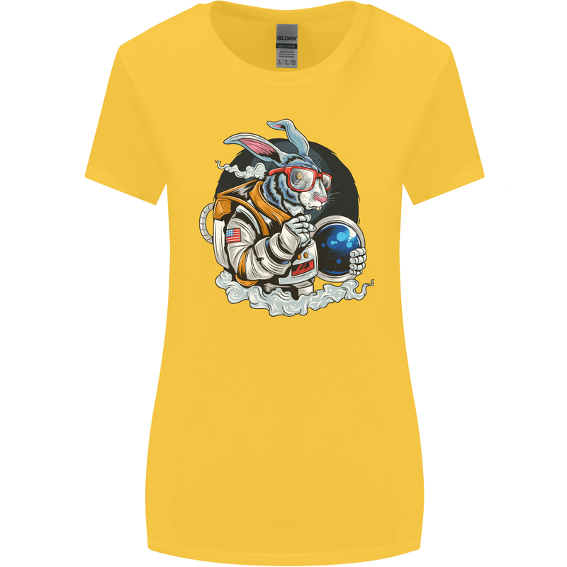 Space Bunny Funny Astronaut Space Rabbit Womens Wider Cut T-Shirt Yellow