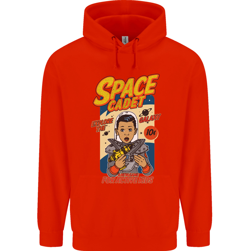 Space Cadet Explore the Galaxy Astronaut Mens 80% Cotton Hoodie Bright Red