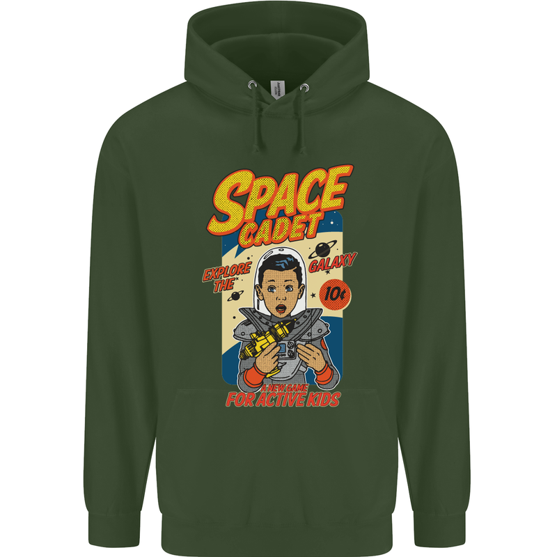 Space Cadet Explore the Galaxy Astronaut Mens 80% Cotton Hoodie Forest Green
