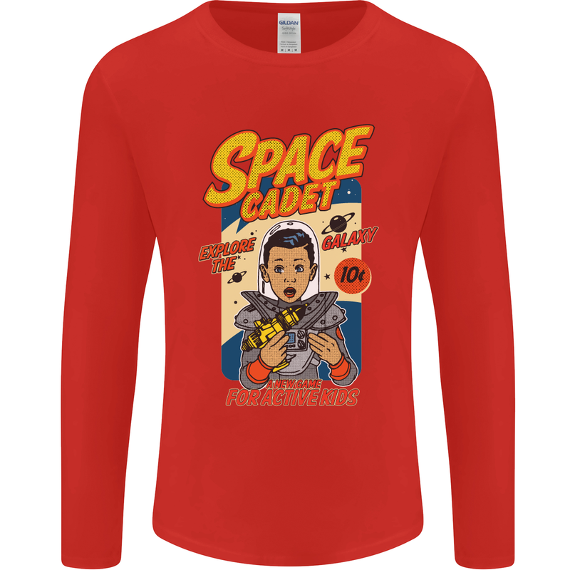 Space Cadet Explore the Galaxy Astronaut Mens Long Sleeve T-Shirt Red