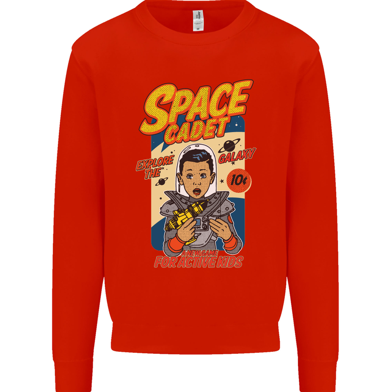 Space Cadet Explore the Galaxy Astronaut Mens Sweatshirt Jumper Bright Red