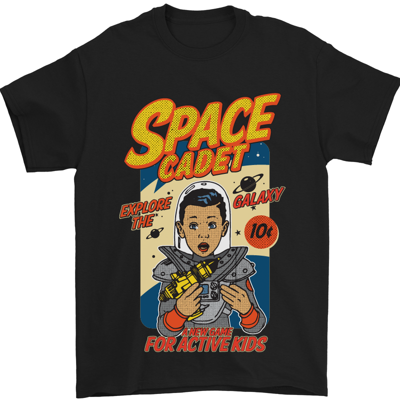 Space Cadet Explore the Galaxy Astronaut Mens T-Shirt Cotton Gildan Black