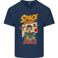 Space Cadet Explore the Galaxy Astronaut Mens V-Neck Cotton T-Shirt Navy Blue