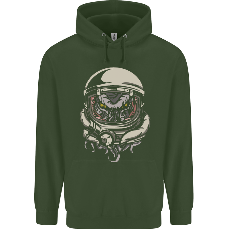 Space Cthulhu Kraken Mens 80% Cotton Hoodie Forest Green