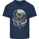 Space Cthulhu Kraken Mens V-Neck Cotton T-Shirt Navy Blue