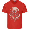 Space Cthulhu Kraken Mens V-Neck Cotton T-Shirt Red