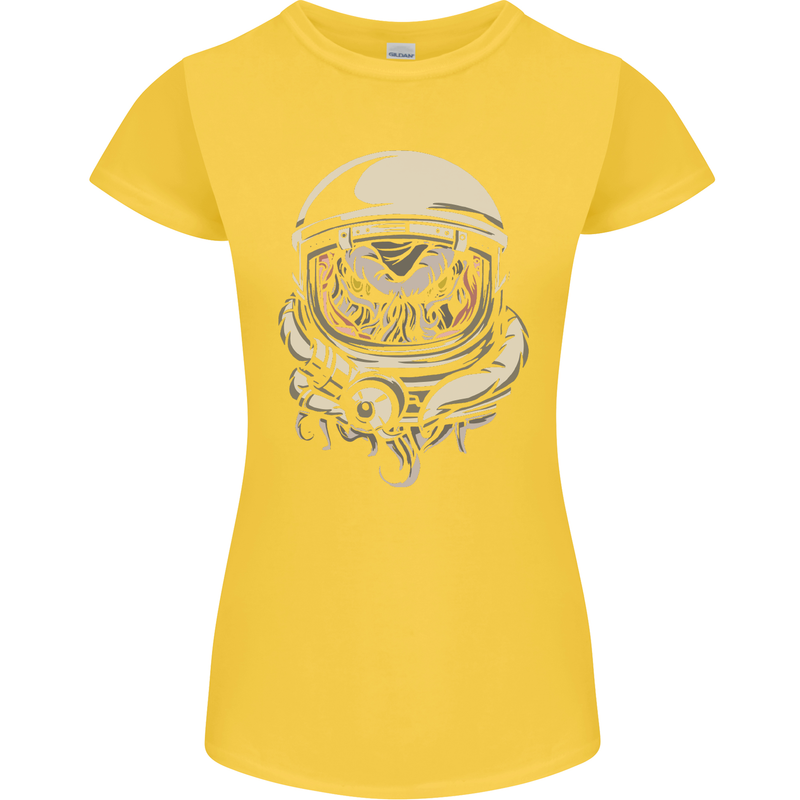 Space Cthulhu Kraken Womens Petite Cut T-Shirt Yellow