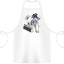 Space Ghetto Blaster Astronaut Music Cotton Apron 100% Organic White
