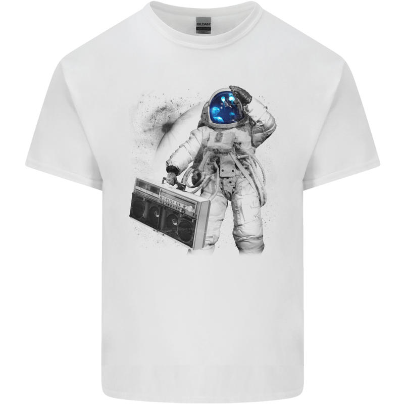 Space Ghetto Blaster Astronaut Music Mens Cotton T-Shirt Tee Top White