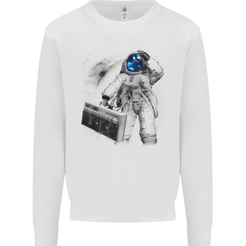 Space Ghetto Blaster Astronaut Music Mens Sweatshirt Jumper White