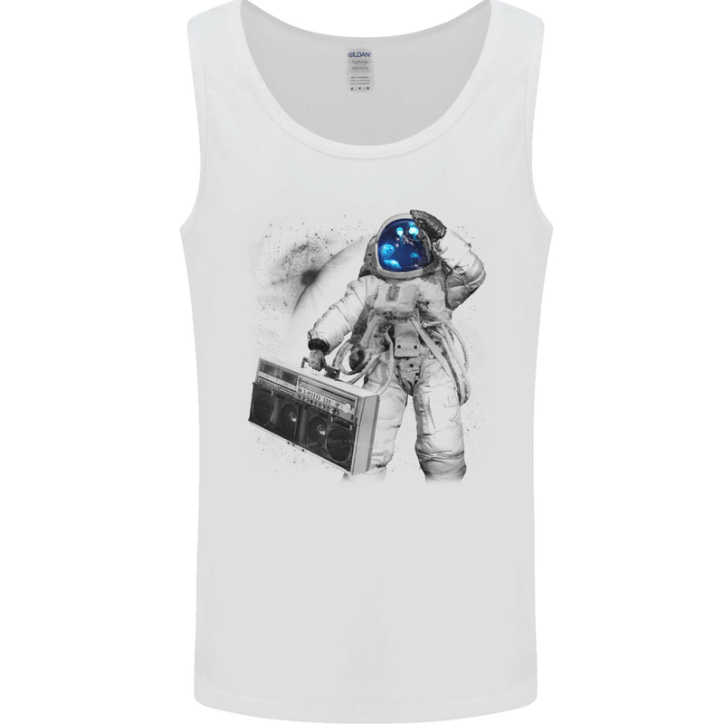 Space Ghetto Blaster Astronaut Music Mens Vest Tank Top White