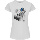 Space Ghetto Blaster Astronaut Music Womens Petite Cut T-Shirt White