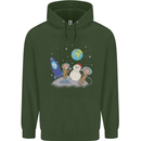 Space Monkeys Aliens UFO Christmas Snowman Childrens Kids Hoodie Forest Green