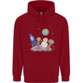 Space Monkeys Aliens UFO Christmas Snowman Childrens Kids Hoodie Red
