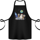 Space Monkeys Aliens UFO Christmas Snowman Cotton Apron 100% Organic Black