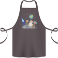 Space Monkeys Aliens UFO Christmas Snowman Cotton Apron 100% Organic Dark Grey