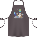Space Monkeys Aliens UFO Christmas Snowman Cotton Apron 100% Organic Dark Grey