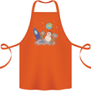 Space Monkeys Aliens UFO Christmas Snowman Cotton Apron 100% Organic Orange