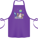 Space Monkeys Aliens UFO Christmas Snowman Cotton Apron 100% Organic Purple