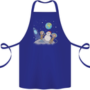 Space Monkeys Aliens UFO Christmas Snowman Cotton Apron 100% Organic Royal Blue