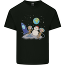 Space Monkeys Aliens UFO Christmas Snowman Kids T-Shirt Childrens Black
