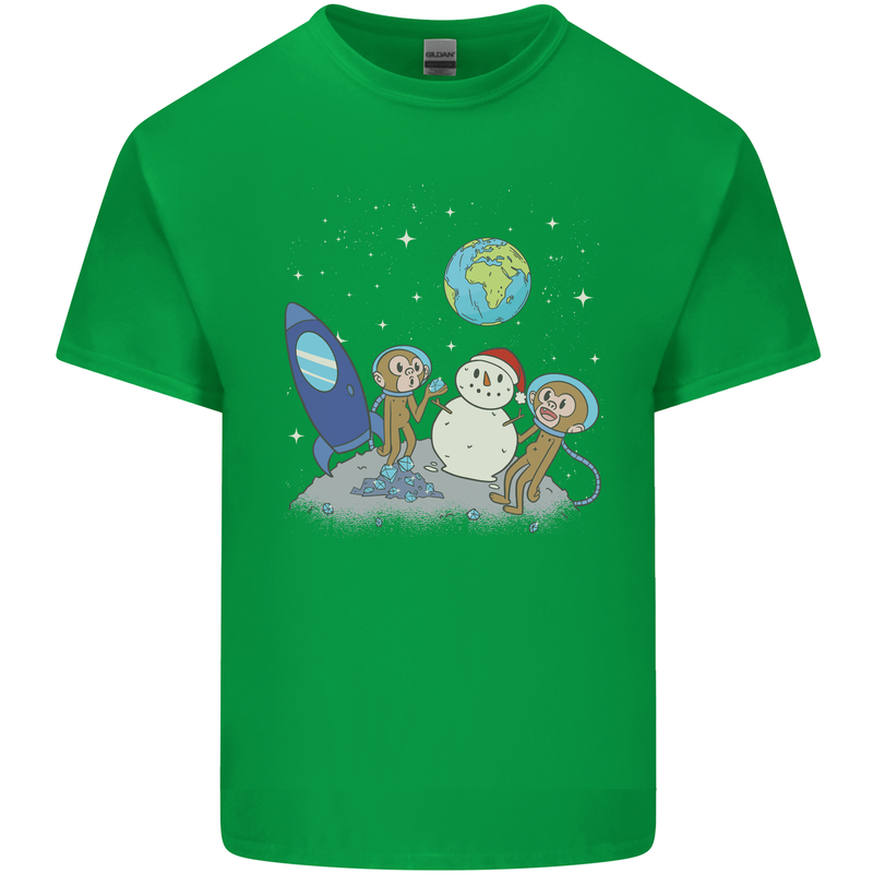 Space Monkeys Aliens UFO Christmas Snowman Kids T-Shirt Childrens Irish Green