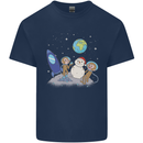 Space Monkeys Aliens UFO Christmas Snowman Kids T-Shirt Childrens Navy Blue